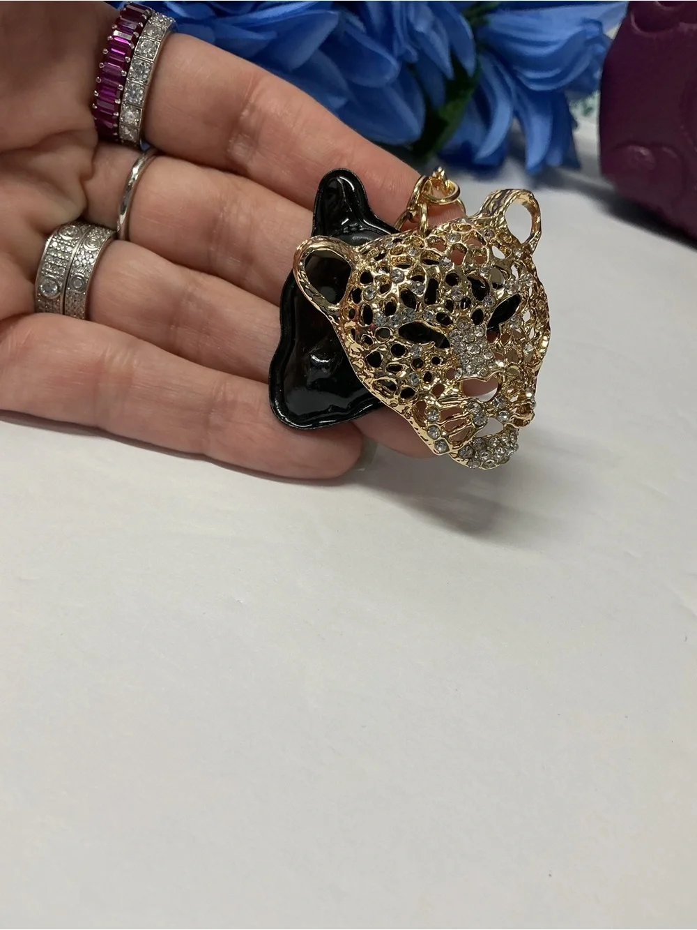🐆CRYSTAL ENCRUSTED LEOPARD HEAD BAG CHARM